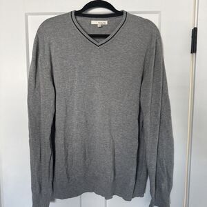 Hawker Rye Men's V-Neck Pullover Sweater Gray Knit Long Sleeve L